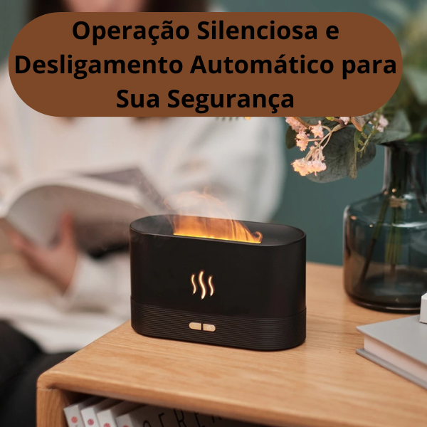 VaporZen Difusor de Aromas – Umidificador Ultrassônico com Efeito de Chama e Luz LED para Aromaterapia