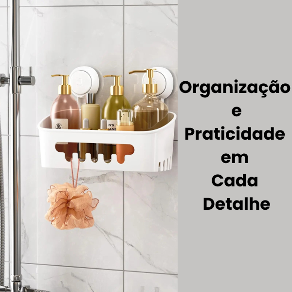 Ventura - Prateleira de Banheiro com Ventosa de Alta Fixação e Cesto Removível
