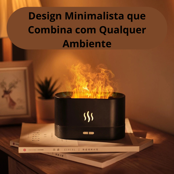 VaporZen Difusor de Aromas – Umidificador Ultrassônico com Efeito de Chama e Luz LED para Aromaterapia