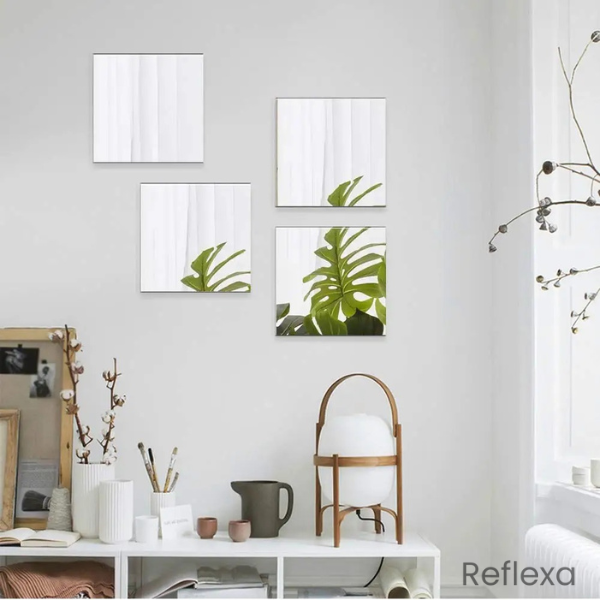Reflexa – Espelhos Decorativos Adesivos 3D para Parede | Kit com 4 Unidades