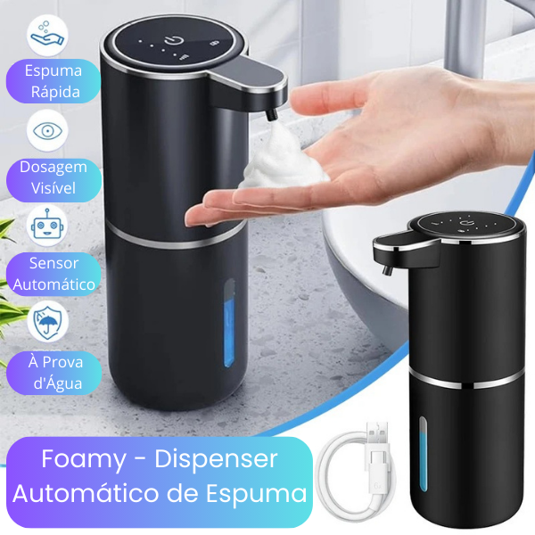 Foamy - Dispenser Automático de Espuma - Sem Toque, Recarregável via USB e com Espuma Ajustável para Banheiro