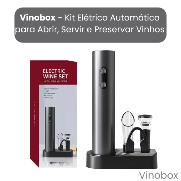 Vinobox - Kit Elétrico Automático para Abrir, Servir e Preservar Vinhos