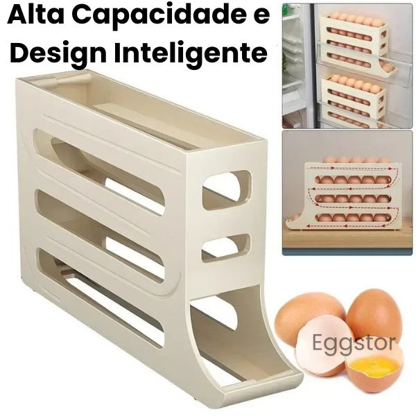 Eggstor - Organizador de Ovos com 4 Camadas para Geladeira, Armazenamento Compacto e Prático