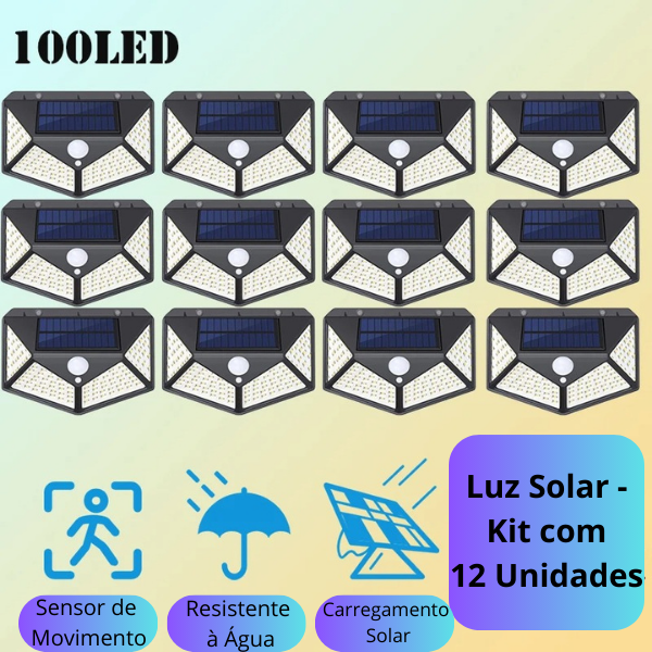 LumiLight - Luz Solar LED com Sensor de Movimento, Ângulo Amplo de 270° e Iluminação Brilhante para Jardim, Quintal e Área Externa