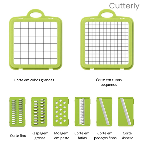 Cutterly - Cortador de Legumes Multifuncional com Fatiador, Ralador e Descascador para Frutas e Vegetais
