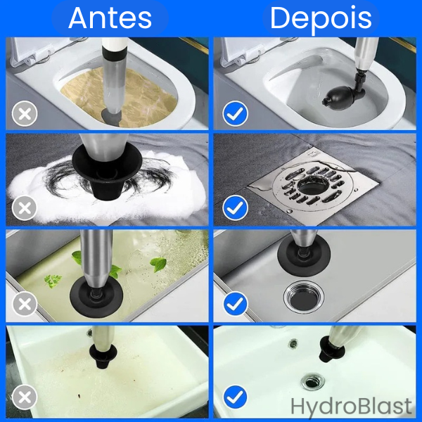 HydroBlast - Desentupidor de Alta Pressão para Pia, Ralo e Vaso Sanitário