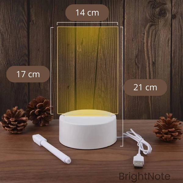 BrightNote – Luminária LED Personalizável com Quadro de Mensagens