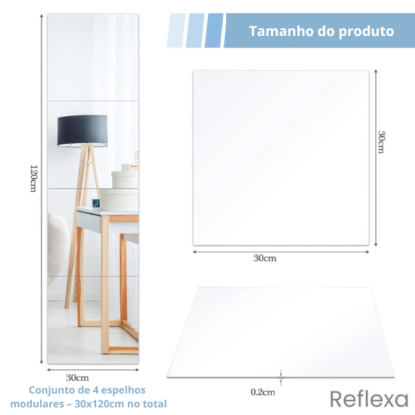 Reflexa – Espelhos Decorativos Adesivos 3D para Parede | Kit com 4 Unidades
