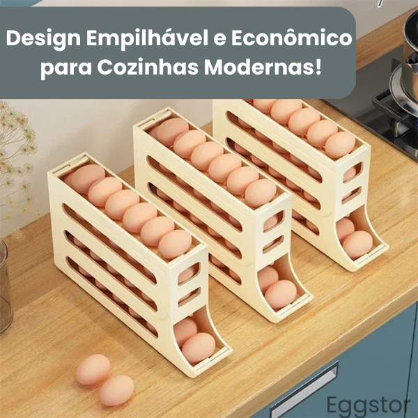 Eggstor - Organizador de Ovos com 4 Camadas para Geladeira, Armazenamento Compacto e Prático