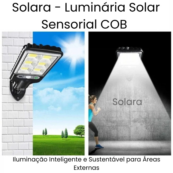 Solara - Luminária Solar Sensorial COB - Iluminação Inteligente e Sustentável para Áreas Externas