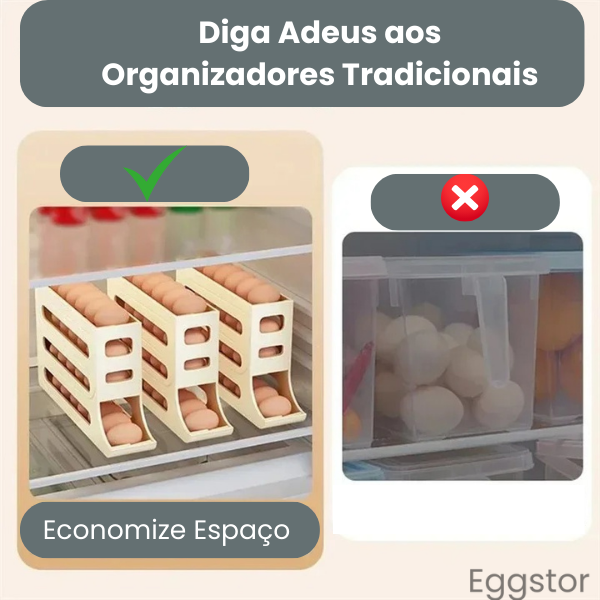 Eggstor - Organizador de Ovos com 4 Camadas para Geladeira, Armazenamento Compacto e Prático