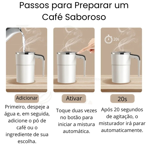 TwistCup - Caneca Elétrica Inteligente 380ML - Misturador Automático USB Recarregável para Café, Chá, Sucos e Mais