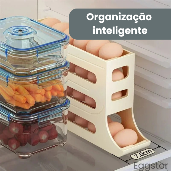 Eggstor - Organizador de Ovos com 4 Camadas para Geladeira, Armazenamento Compacto e Prático
