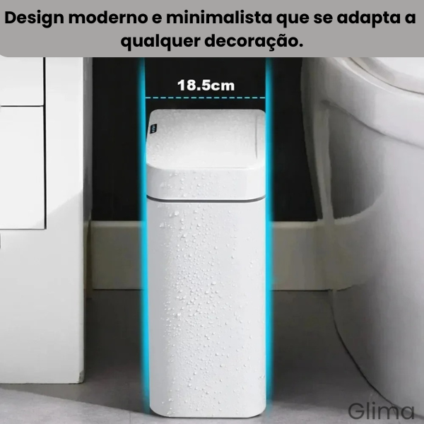 Glima - Lixeira Inteligente com Sensor Automático, Compacta e Toque Livre - 15L