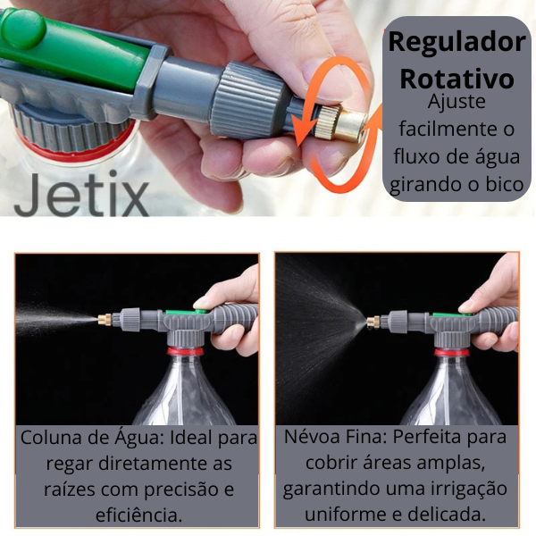 Jetix - Borrifador Ajustável para Garrafa PET - Pulverizador de Pressão e Bico de Nebulização para Jardinagem