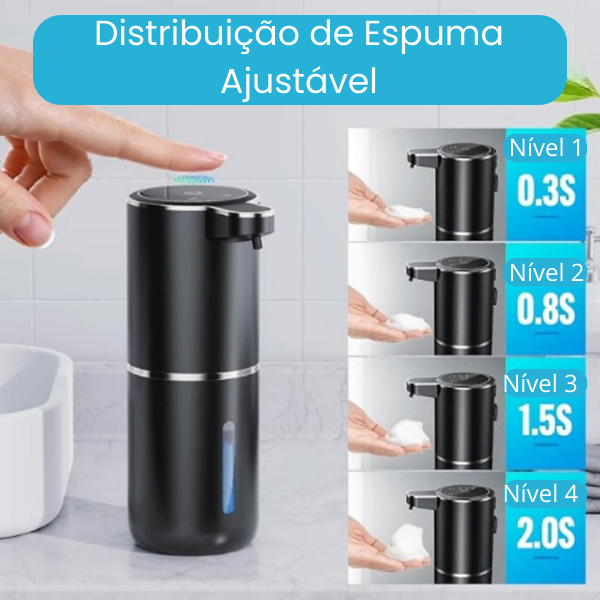 Foamy - Dispenser Automático de Espuma - Sem Toque, Recarregável via USB e com Espuma Ajustável para Banheiro
