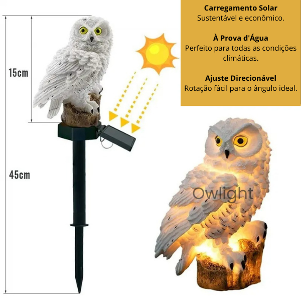 Owlight - Luminária de Coruja à Prova d'Água com Energia Solar
