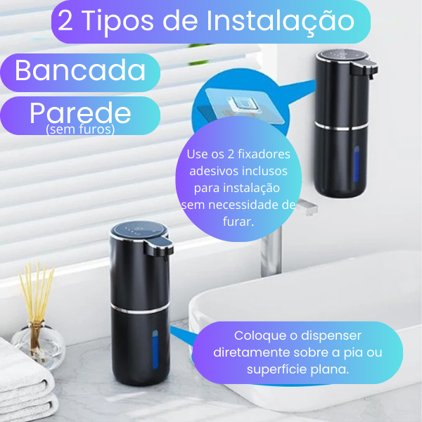 Foamy - Dispenser Automático de Espuma - Sem Toque, Recarregável via USB e com Espuma Ajustável para Banheiro