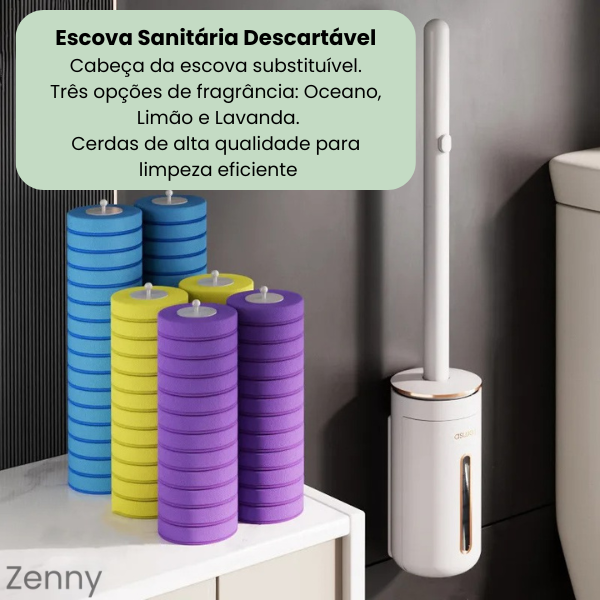 Zenny - Escova de Limpeza com Refil Descartável para Banheiros