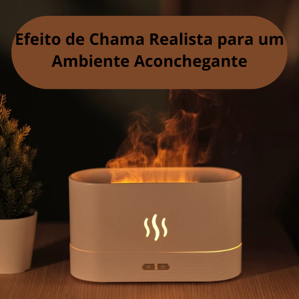 VaporZen Difusor de Aromas – Umidificador Ultrassônico com Efeito de Chama e Luz LED para Aromaterapia
