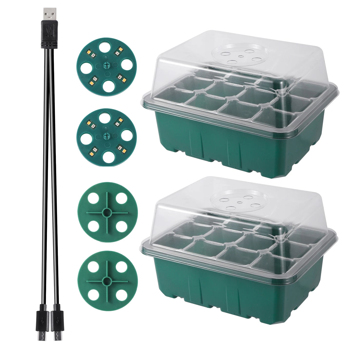 Germix - Bandeja de Germinação com Luz de Crescimento LED e 12 Células