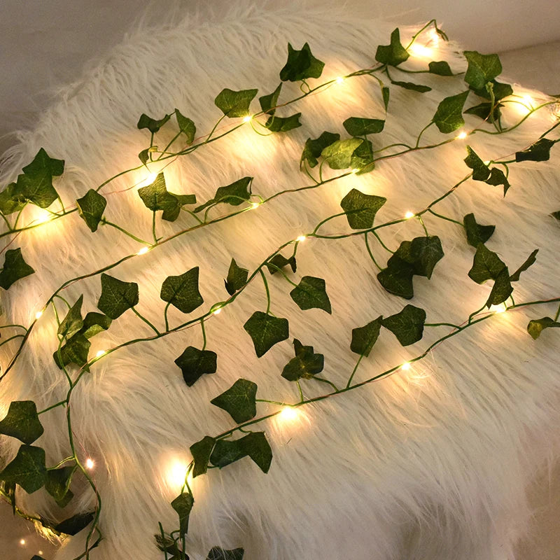 Verdelle - Cordão de Luz LED com Folhagem Artificial para Decoração