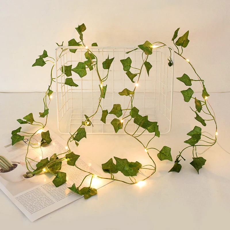 Verdelle - Cordão de Luz LED com Folhagem Artificial para Decoração