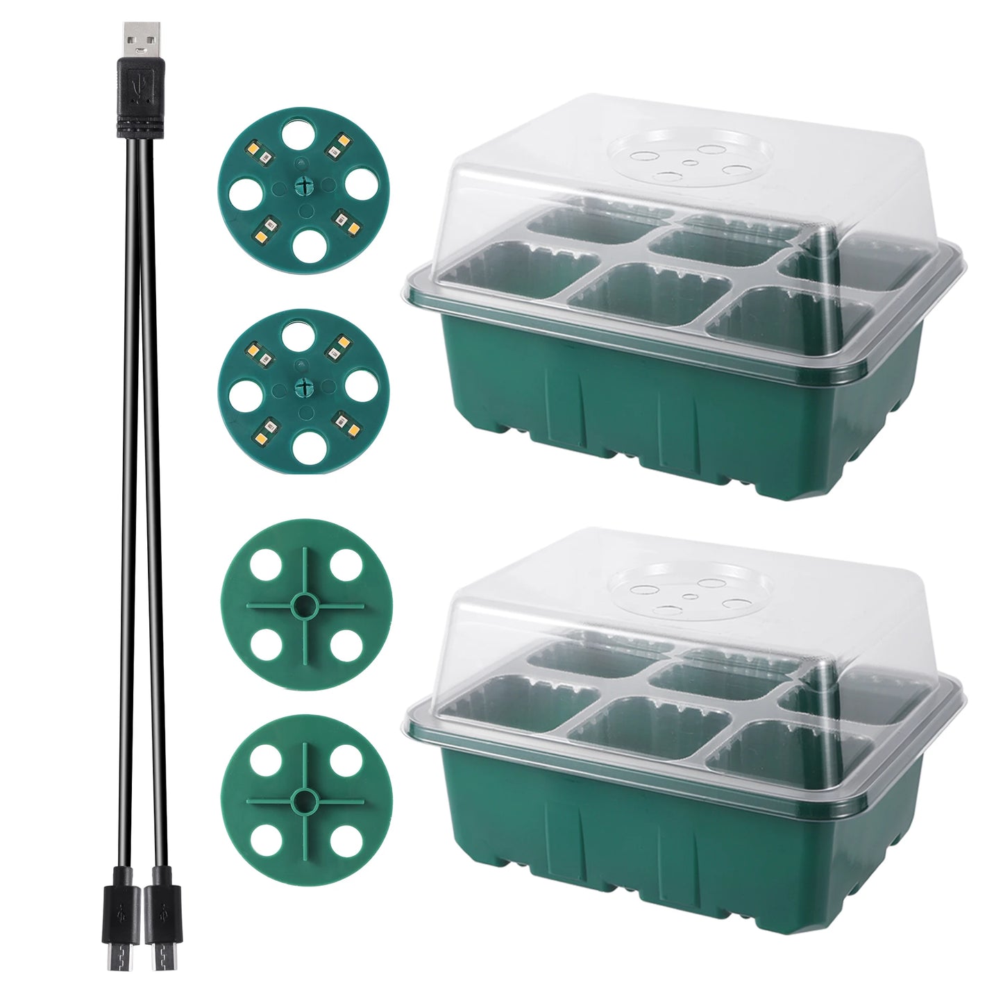 Germix - Bandeja de Germinação com Luz de Crescimento LED e 12 Células