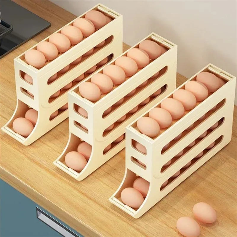 Eggstor - Organizador de Ovos com 4 Camadas para Geladeira, Armazenamento Compacto e Prático