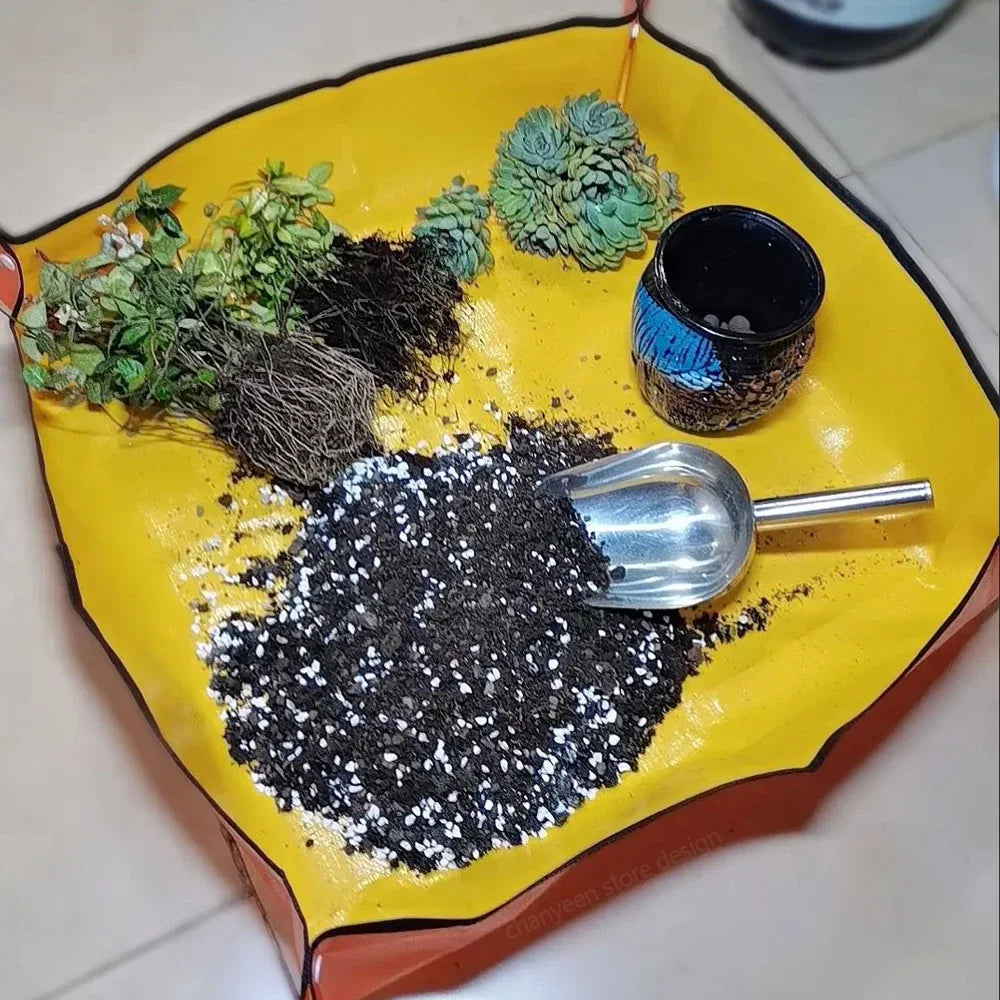 GardenMat - Kit Completo de Transplante e Jardinagem Dobrável e Impermeável com Ferramentas e Pulverizadores