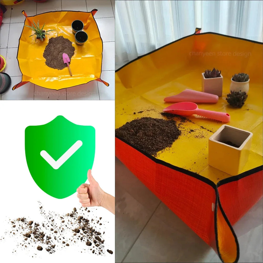 GardenMat - Kit Completo de Transplante e Jardinagem Dobrável e Impermeável com Ferramentas e Pulverizadores