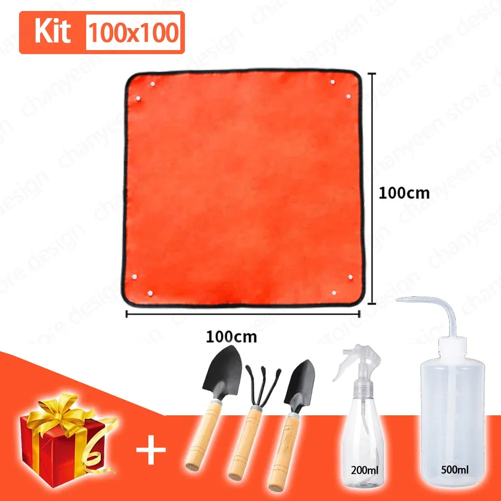 GardenMat - Kit Completo de Transplante e Jardinagem Dobrável e Impermeável com Ferramentas e Pulverizadores