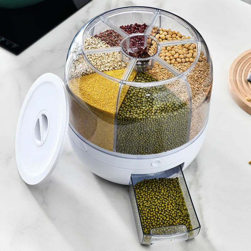 Grano - Dispenser Giratório 360° para Armazenamento de Grãos, Cereais e Alimentos Secos com Design Selado e à Prova de Umidade
