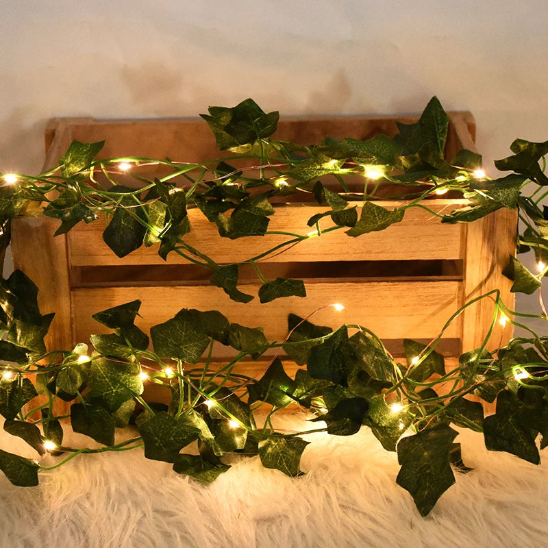Verdelle - Cordão de Luz LED com Folhagem Artificial para Decoração