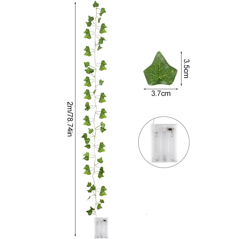 Verdelle - Cordão de Luz LED com Folhagem Artificial para Decoração