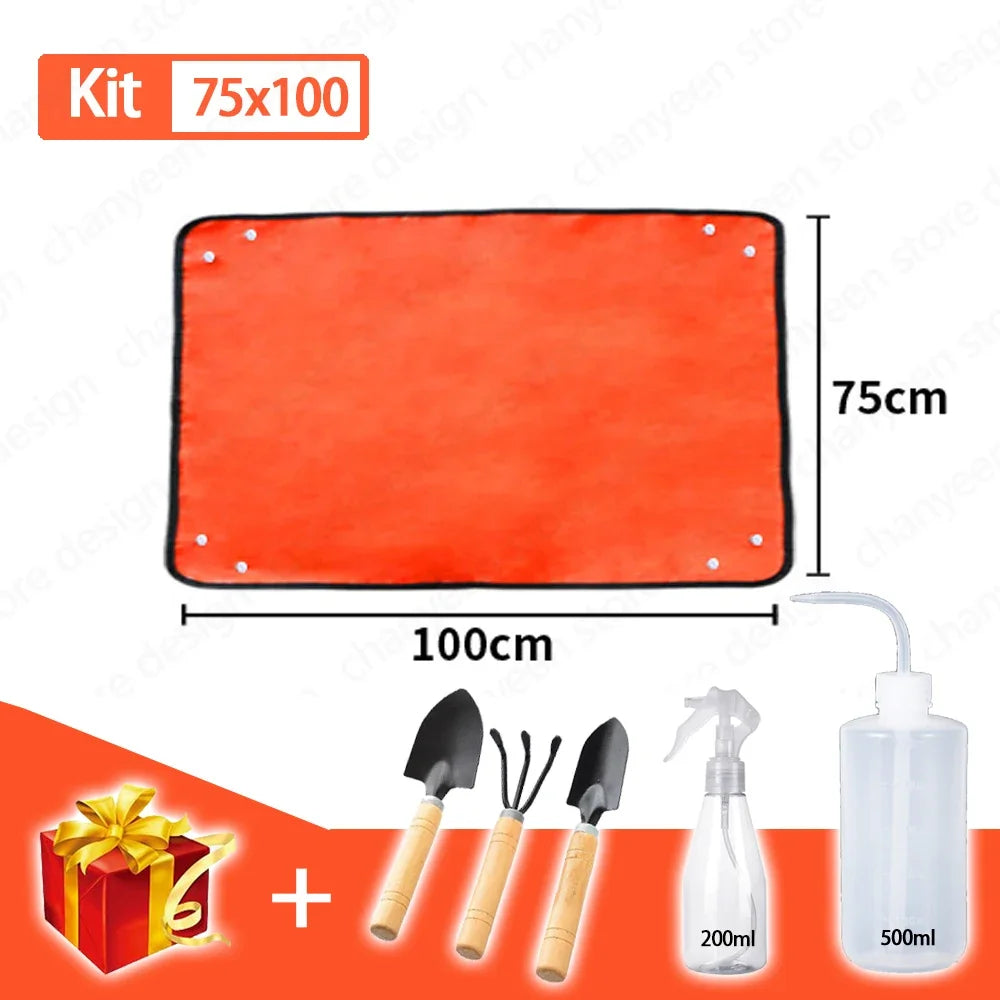 GardenMat - Kit Completo de Transplante e Jardinagem Dobrável e Impermeável com Ferramentas e Pulverizadores