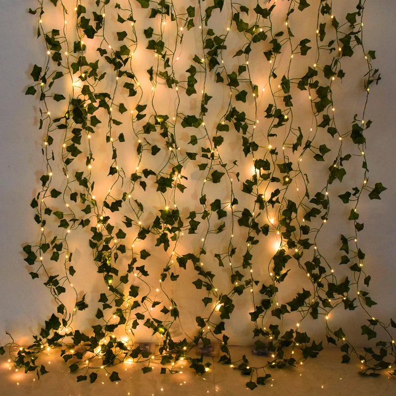 Verdelle - Cordão de Luz LED com Folhagem Artificial para Decoração