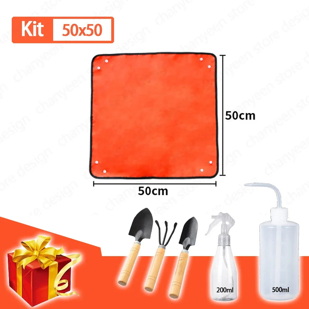 GardenMat - Kit Completo de Transplante e Jardinagem Dobrável e Impermeável com Ferramentas e Pulverizadores