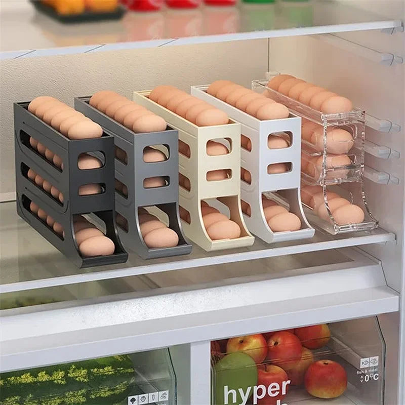 Eggstor - Organizador de Ovos com 4 Camadas para Geladeira, Armazenamento Compacto e Prático