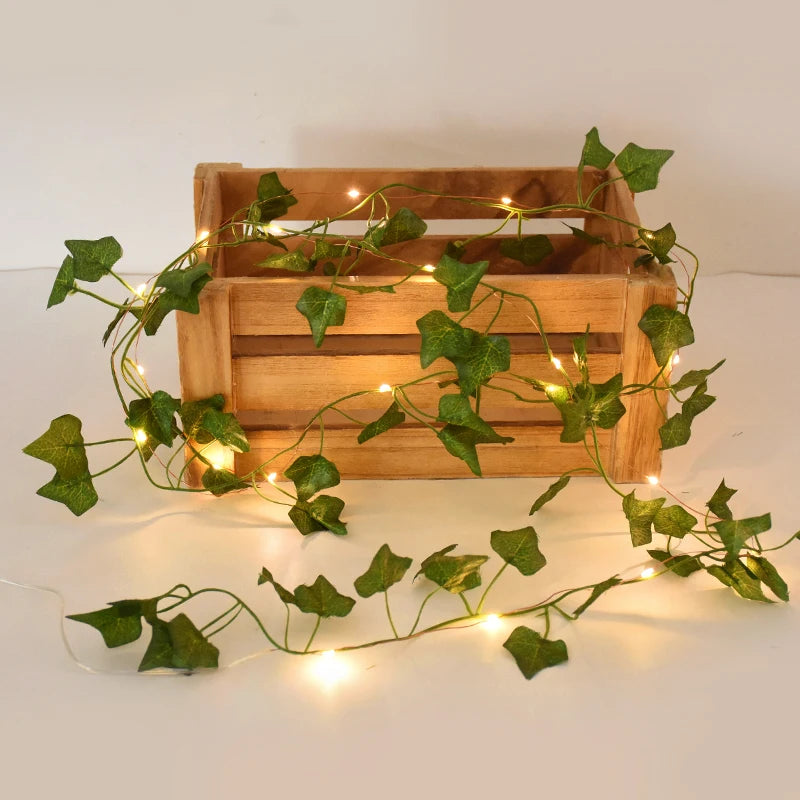 Verdelle - Cordão de Luz LED com Folhagem Artificial para Decoração