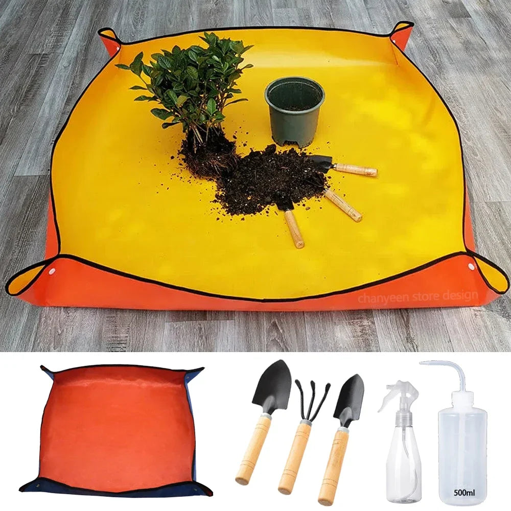 GardenMat - Kit Completo de Transplante e Jardinagem Dobrável e Impermeável com Ferramentas e Pulverizadores