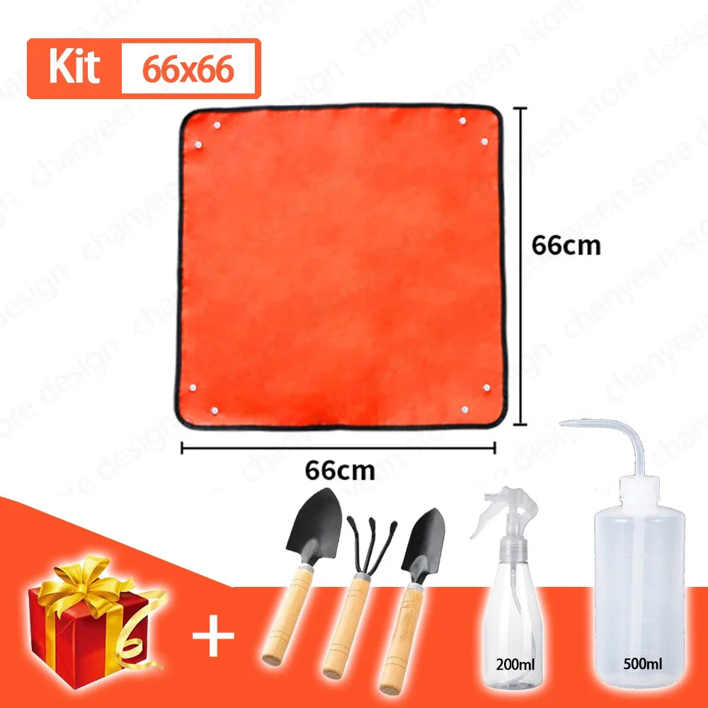 GardenMat - Kit Completo de Transplante e Jardinagem Dobrável e Impermeável com Ferramentas e Pulverizadores