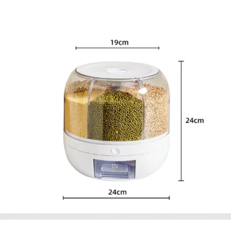 Grano - Dispenser Giratório 360° para Armazenamento de Grãos, Cereais e Alimentos Secos com Design Selado e à Prova de Umidade