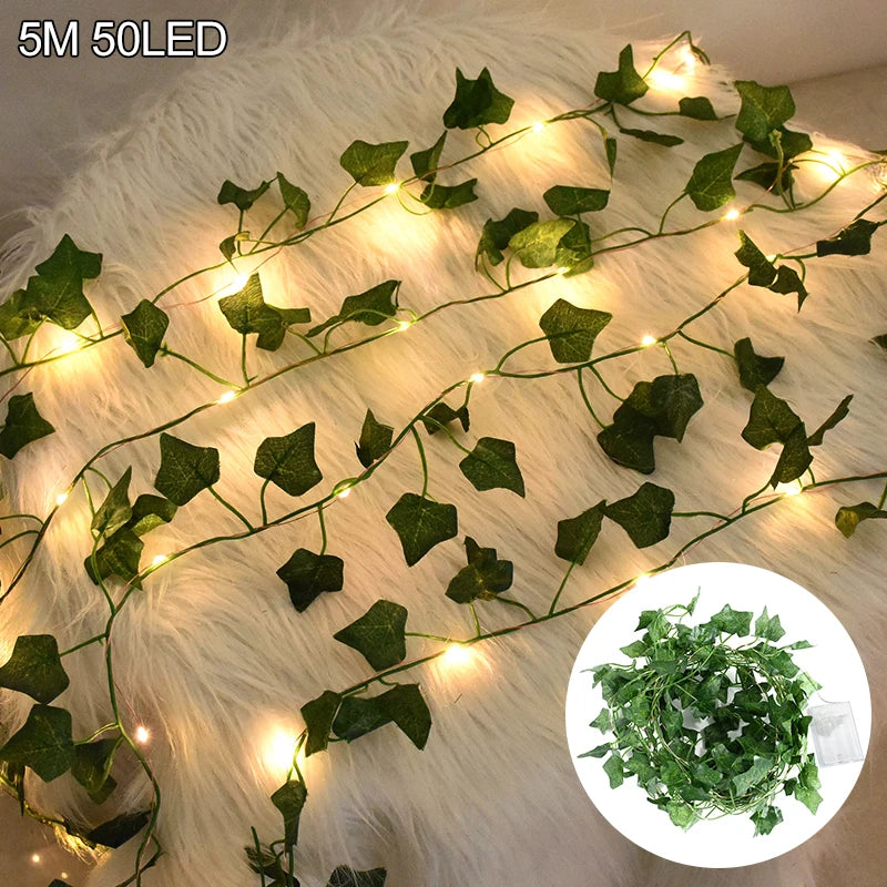 Verdelle - Cordão de Luz LED com Folhagem Artificial para Decoração