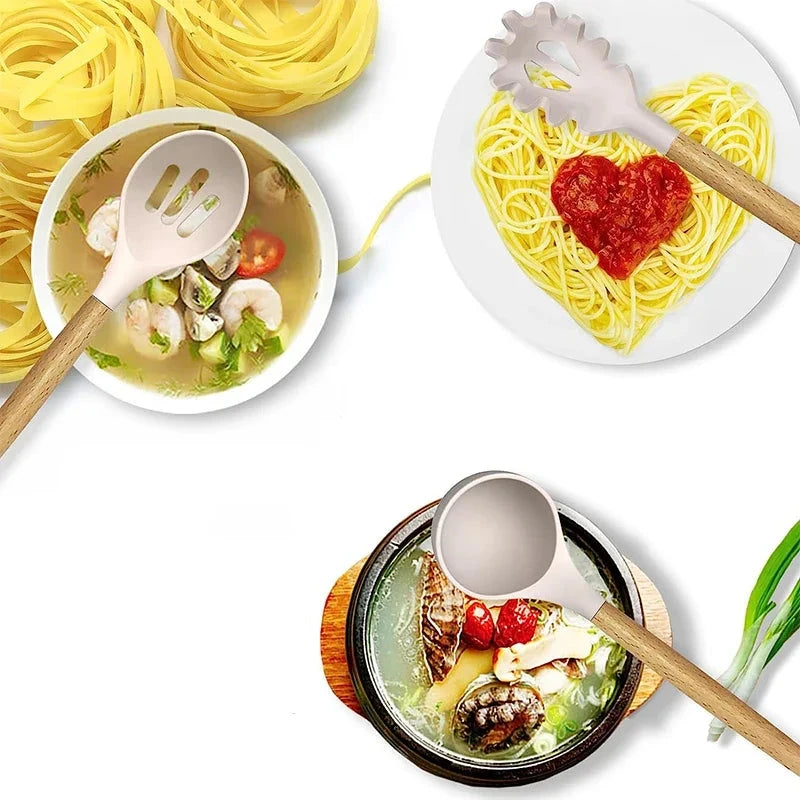 Conjunto Completo de Utensílios de Silicone com Suporte – 36 Peças Essenciais