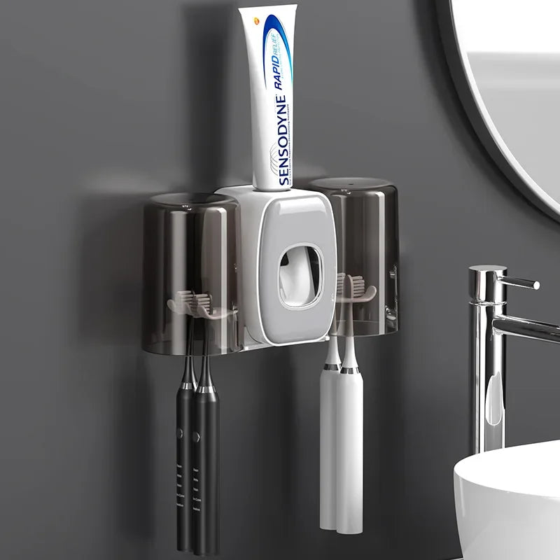 PureSmile - Dispenser Automático de Pasta de Dente com Esterilizador UV e Suporte para Escovas