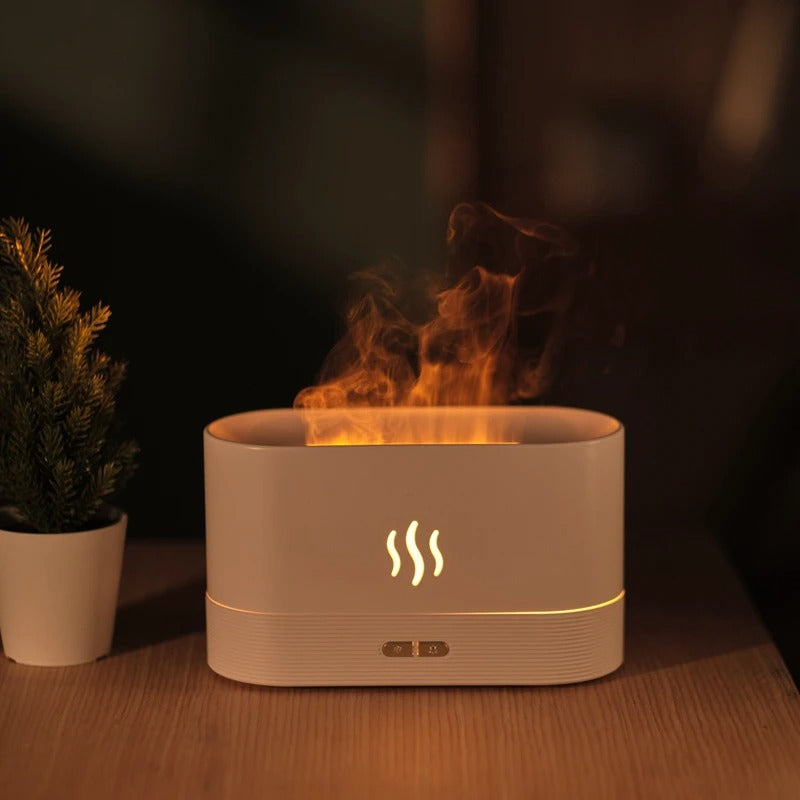 VaporZen Difusor de Aromas – Umidificador Ultrassônico com Efeito de Chama e Luz LED para Aromaterapia