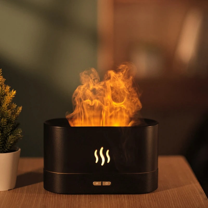 VaporZen Difusor de Aromas – Umidificador Ultrassônico com Efeito de Chama e Luz LED para Aromaterapia
