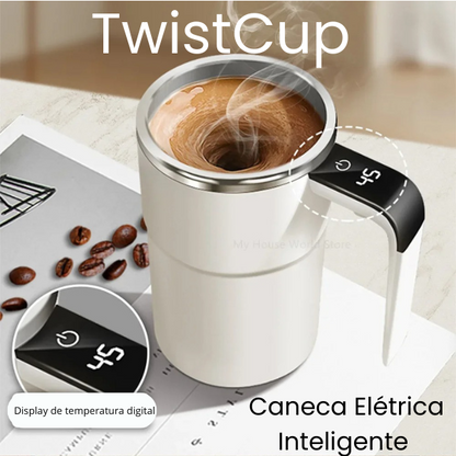 TwistCup - Caneca Elétrica Inteligente 380ML - Misturador Automático USB Recarregável para Café, Chá, Sucos e Mais