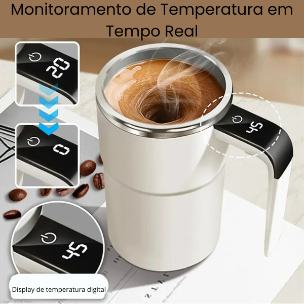 TwistCup - Caneca Elétrica Inteligente 380ML - Misturador Automático USB Recarregável para Café, Chá, Sucos e Mais